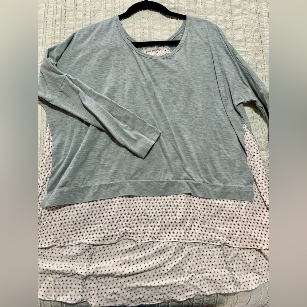 Green floral blouse